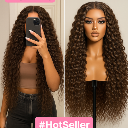 Style 1c - Long, curly, layered lace front wig. Invisible lace