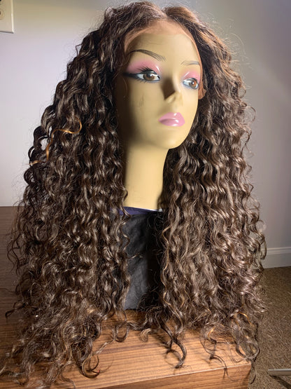 Style 1c - Long, curly, layered lace front wig. Invisible lace