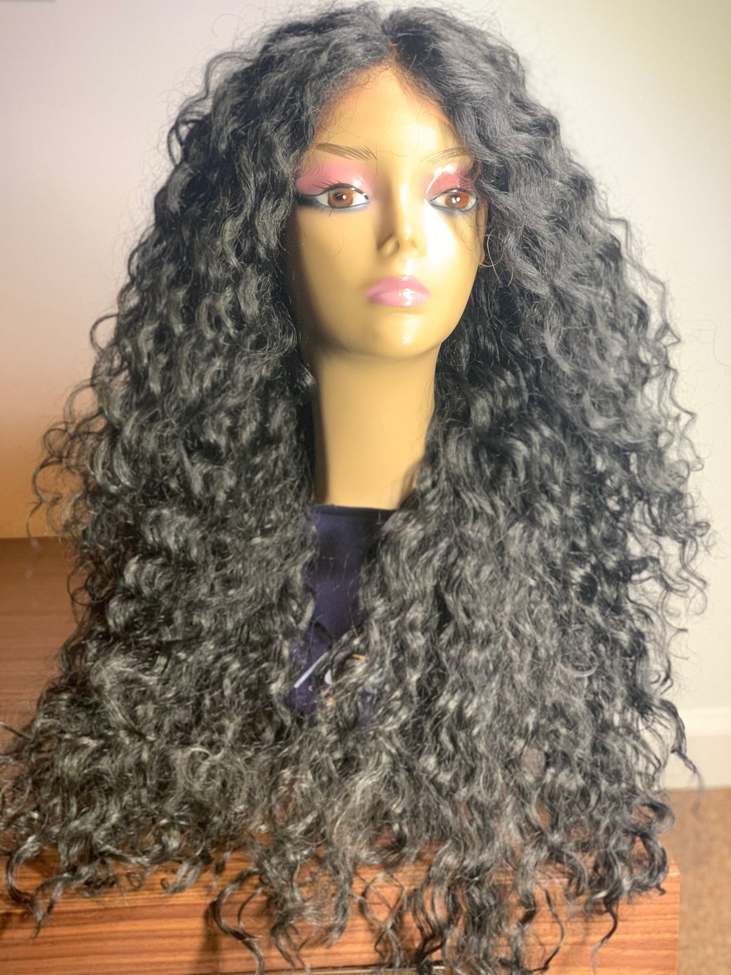 Style 1c - Long, curly, layered lace front wig. Invisible lace